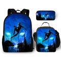 3pcs/set Black Panther Series Children Backpack Pencil Case Crossbody Bag Large Capacity Waterproof Spine Protection Schoolbag.