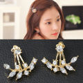 New Crystal Front Back Double Sided Stud Earring For Women Fashion Ear Cuff Piercing Earring Gift. 
