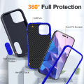 3 In 1 Full Cover Shockproof Phone Case With Stand For iPhone 15 Pro Thick Hard Phone Casing Contrasting Colors Fashion Phone Cover Shell.