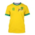 Brazil Jersey Men's T-shirt Brazilian Flag Selection Football Team Shirt O-Neck Oversized Cotton Short Sleeve Men's Clothing Top. 