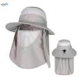 Fishing Hat Sun Hat Camping Removable Neck Flap Cover Summer Gray.