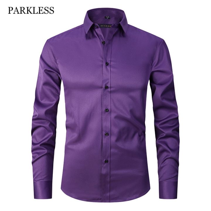Men's%20Purple%20Bamboo%20Fiber%20Dress%20Shirts%20Brand%20Long%20Sleeve%20Shirt%20Solid%20Slim%20Fit%20Casual%20Formal%20Non%20Iron%20Work%20Shirt%20Camisa%20Masculina%20-%20Image%203