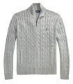 Ralph Lauren Cable-Knit Cotton Full Zipper Sweater – Grey. 