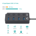 A07 Hanging hole USB 3.0 HUB 4-port hub independent switch usb3.0 hub splitter docking station.