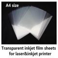 A4 size 100% transparent film sheets for inkjet laser printer. 