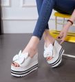 Sandals and slippers women's summer Korean version high-heeled wedge thick-soled all-match non-slip inner heightening white outer wear slip-on. 