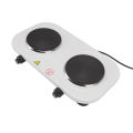Electric Double Hot Plate, Iron Plastic 5 Power Levels Electric Double Burner White for Kitchen. 