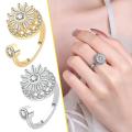 Gold Crystal Anxiety Relief Spinning Ring Spin Women's Fidget Anti-Stress.