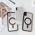 Apple iPhone X / XS Phone Case Black Clear Magnetic MagSafe Charger Case For Iphone X Back Cover.