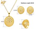 XUHUANG Luxury Dubai Gold Plated Jewelry Set For Women Flower With Tassel Big Nigerian Indian Bridal Necklaces Earrings Rings.