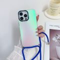 Crossbody Necklace Lanyard Aurora laser phone Case For OPPO Reno 5 Pro 6 Pro 7 8 9 10 Findx 5 6 Realme 11 Clear Shockproof Cover. 