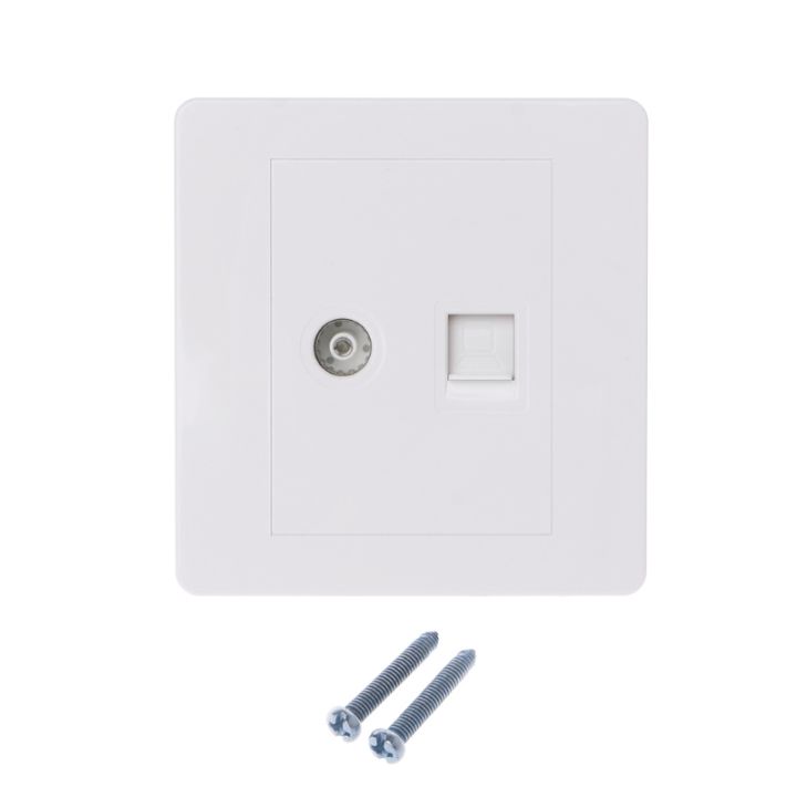 Electric RJ45 Network + TV Aerial Socket Wall Mount Coaxial Outlet Plate Panel Super Quality