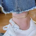 【Deal of the day】 316L Stainless Steel Color Double-Layer Beads Anklets For Women Girl New Trend Leg Chain Waterproof Jewelry Gift Party 2023.