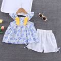 Baby Girl Summer Western Suit 2024 New Baby and Children's Clothes Girls Short Sleeve Clothes Small Children's Summer Clothes 1-4 years old.