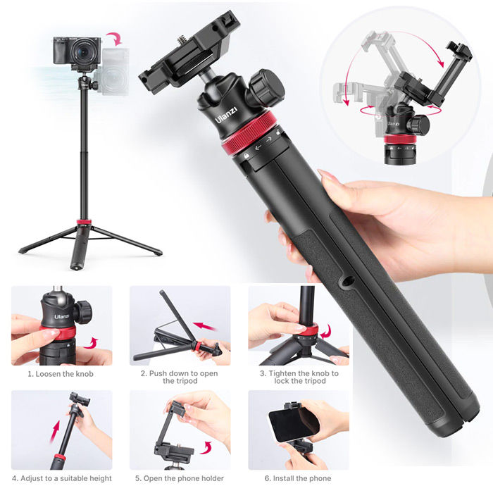 ULANZI%20MT-44%20Extendable%20Tripod%20Selfie%20Stick%20Phone%20Holder%20Clip%20Vlog%20Mount%20For%20Smartphone%20DSLR%20Go%20Pro%20Cameras%20-%20Image%207