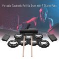 7 Pads Electric Drum Set ,Portable Roll Up Drum Kit with Drum Pedals Drum Sticks, Gift for Kids Adults.