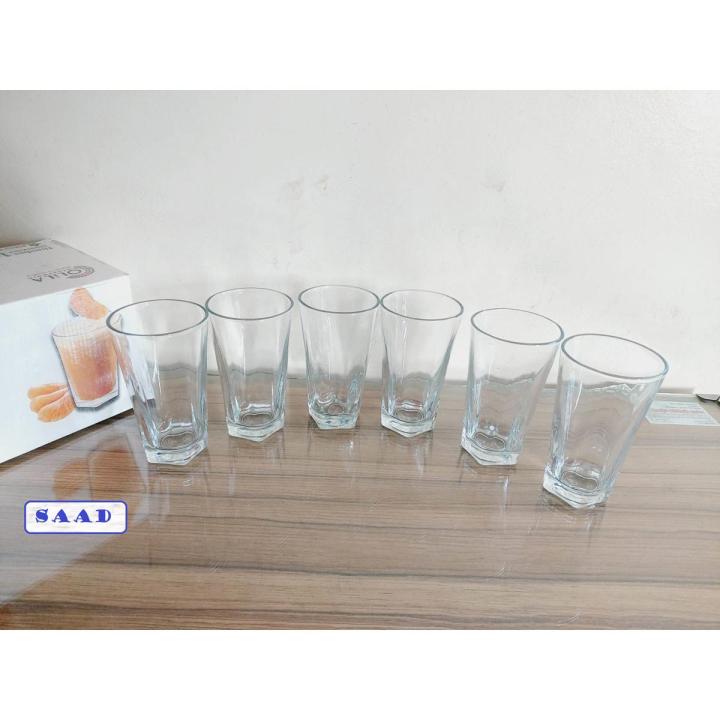 6 pcs plaine design water glass Olila Round Aquare Design. Crystal Clear Water Drinking Glass Set. Juice Glass Set. Model:W042:R90.
