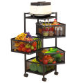 Rotating Vegetable Rack for Kitchen, 5 Tier Kitchen Storage Rack Rotating Vegetable Rack Floor-Standing, Vegetable Rack for Kitchen on Wheels, for Kitchen Living Room Toilet Black,5-Tier.
