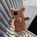 Soft Plush Phone Case For iPhone 11 12 13 14 Pro XR X Xs Max mini 7 8 6 6s Plus MAX 5 5S SE 3D Teddy bear Fur Back Cover. 