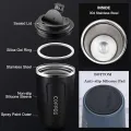 17oz Travel Mug, 510ml Insulated Coffee Mug Spill, Stainless Steel Vacuum Tumbler, Big Water Bottle, Double Wall Leak-Proof Thermos for Keep Hot/Ice Coffee,Tea, Black. 