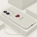 Vivo Y17s Luxury Cute Love Heart Casing Matte Liquid Silicon Back TPU Soft Case Cover.
