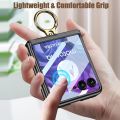 for Motorola Razr 50 Ultra Case Razr+ 2024 Razr Plus, with Built-in Screen Protector & Magnetic Hinge, Transparent Plating Luxury Clear Shockproof Protection and Ring Kickstand. 
