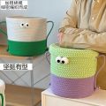 Cartoon round Fabric Storage Bucket Toy Desktop Storage Basket Woven Snack with Lid Storage Box Big Eye Monster. 