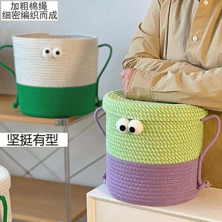 Cartoon%20round%20Fabric%20Storage%20Bucket%20Toy%20Desktop%20Storage%20Basket%20Woven%20Snack%20with%20Lid%20Storage%20Box%20Big%20Eye%20Monster%20-%20Image%207