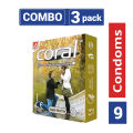 Coral Condom For Men Super Ultra Thin Lubricated Natural Latex - Combo 3 Packs. 