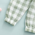 3 Pcs Infant Plaid Outfits, Girls Ruffled Boat Neck Tank Tops + Trousers with Pocket + Headband. 