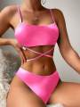 【Top Picks】 Sleep women 3 Pieces Ombre Lace Up Swimsuit Beach Skirt Swimwear Women 2023 Bathing Swimming Swim Suit Female Summer Beachwear. 