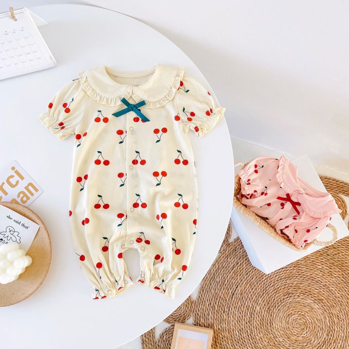 (New)%20baby%20girls%20cute%20cherry%20jumpsuits%20summer%20short%20sleeve%20newborn%20girls%20rompers%20cotton%20infantils%20clothes%20-%20Image%202