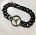 New Men's Stainless Steel Bracelet with Diamond Pattern and Logo Engraving. 