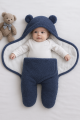 Baby Swaddle Blanket with Hood & Bear Ears – Soft Fleece Newborn Sleeping Bag, Warm Infant Wrap for Winter.