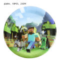 Miner Crafting Pixel Game Party Decoration Disposable Tableware Paper Plates Tablecloths Kids Birthday Baby Shower Supplies Gift MuXiaRe.