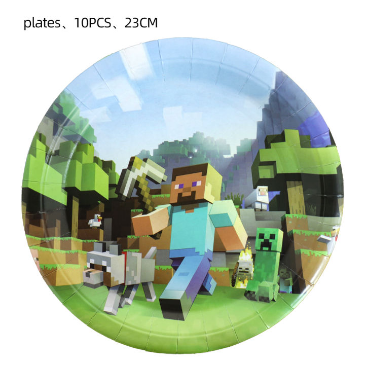 Miner%20Crafting%20Pixel%20Game%20Party%20Decoration%20Disposable%20Tableware%20Paper%20Plates%20Tablecloths%20Kids%20Birthday%20Baby%20Shower%20Supplies%20Gift%20MuXiaRe%20-%20Image%207