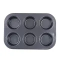 6 Round Non Stick Muffin and Big size Cupcake Mold - Black. 