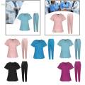 Women Nurse Work Clothing Nursing Uniform Top and Pants V S Pink. 