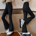 Girls' pants spring and autumn 2024 new girls big kids slim net red foreign fashion children's spring denim flared pants.