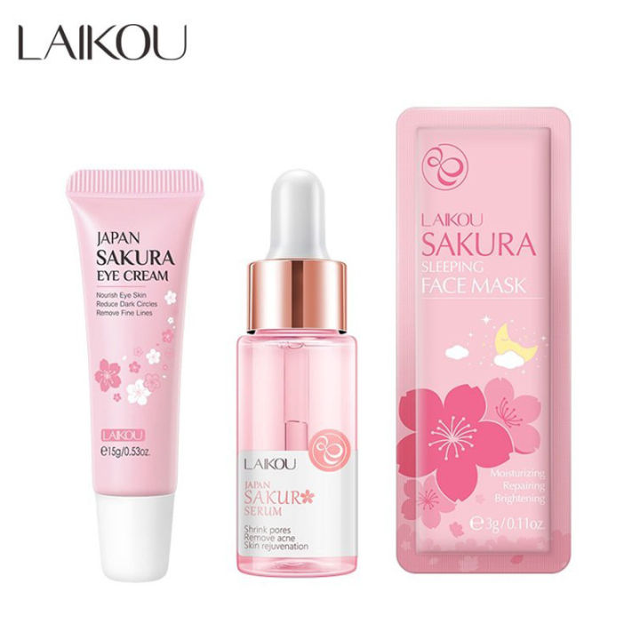 LAIKOU Sakura Eye Cream 15gm/Sakura Serum 17ml/Sleeping Mask 3G