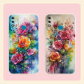 Itel A56 Pro Pink Blue Flowers Pattern Silicone Phone Case.
