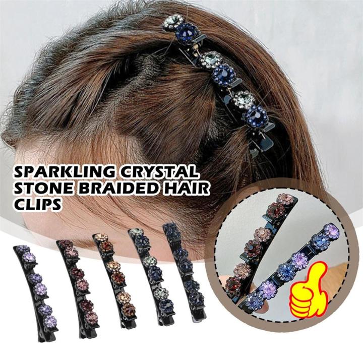 Braided Accessories Double Crystal Hair Clips Sparkling Hair Clips Hair Accessories