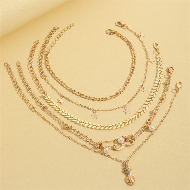 European%20and%20American%20stacking%20style%20fashion%20imitation%20pearl%20set%20anklets%20beach%20style%20star%20tassel%20pineapple%20pendant%20anklets%205%20pieces%20-%20Image%203