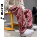 American-StylevibePants High Street TideinsFashion Pink Overalls Men's Straight West CoastoldschoolPants. 