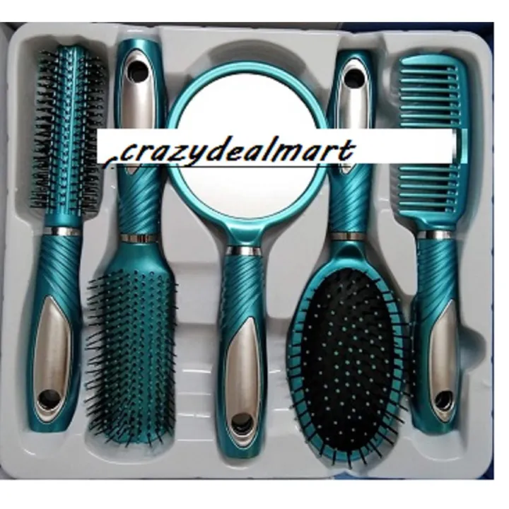 Fashion%20Hair%20Brush,%20Mirror%20&%20Comb%20Set%20Of%205%20-%20Image%202