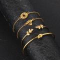 New Trendy Fashionable 4Pcs/ Set Women Simple Design Gold Plated Chain Bracelet for Girls Simple Stylish / Bracelets for Women New Collection. 