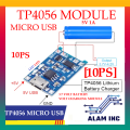 TP4056 Micro USB 5V 1A 18650 Lithium Battery Charger Module With Protection Dual Functions TP 4056 Charging Module [10PS]. 