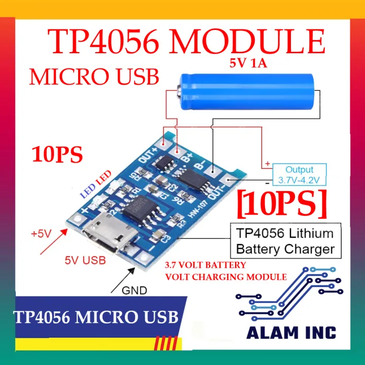 TP4056%20Micro%20USB%205V%201A%2018650%20Lithium%20Battery%20Charger%20Module%20With%20Protection%20Dual%20Functions%20TP%204056%20Charging%20Module%20%5B10PS%5D%20-%20Image%202