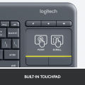 Logitech K400 Plus Wireless Touch TV Keyboard with Easy Media Control and Built-in Touchpad, HTPC Keyboard for PC-Connected TV, Windows, Android, Chrome OS, Laptop, Tablet - Black. 