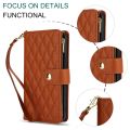 YM016 Rhombic Zipper Card Wallet Leather Phone Case with Lanyard For Google Pixel 8 Pro. 